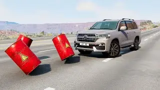 محاكي الحوادث : السيارات ضد البراميل المتفجرة 💥🚙 10# BeamNG drive