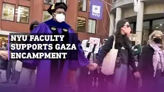 NYU faculty members form chain around pro-Palestine student protesters