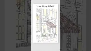 [PENUP] Live Drawing : How To Draw 'A street with a cafe'