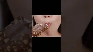 ASMR Frozen Yogurt Bar Bite | Crunchy Chocolate Shell & Cold Chew Sounds #satisfying