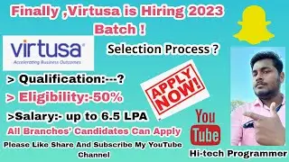 Virtusa is  Hiring 2023 Batch | 50% Criteria | All Branches Candidates Eligible | NeuralHack Season🔥