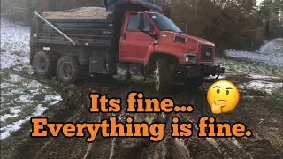 Slipping and sliding around in mud with the C8500 Dump Truck