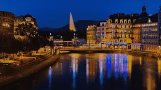 Switzerland Geneva night view