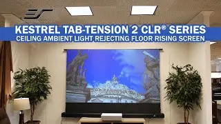 ✅ Elite Screens Kestrel Tab-Tension 2 CLR® Ceiling Light Rejecting Floor-Rising UST Projector Screen