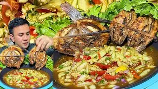 ตำแตงนัวๆ ปลาช่อนย่าง ปลานิลย่าง หอมๆ แซ่บๆแบบอีสานบ้านนา #mukbang #thaifood  #food #yummy