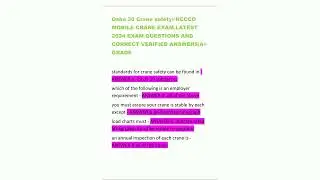Osha 30 Crane safety NCCCO MOBILE CRANE EXAMLATEST 2024 EXAM QUESTIONS AND CORRECT VERIFIED ANSWERSA