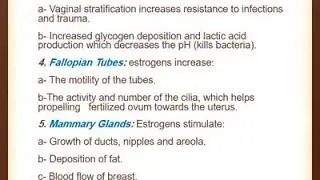 Physiology Estrogens part 2 , Reproductive system