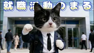 慌ただしくて緊張しているにゃ...！就職活動でバタバタしているまるの一日に密着！🐱💼