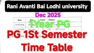 Rani avantibai Lodhi university PG Exam Time Table Dec 2025 (1 Year PG ) 