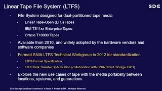 Developments in LTO Tape Hardware and Software (SDC 2019)