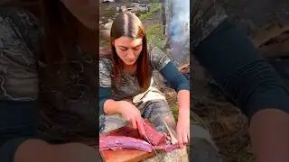 Catch - Clean - Cook Deer Meat In The Wild To Survive  #wildernesssurvival #meateater #shorts