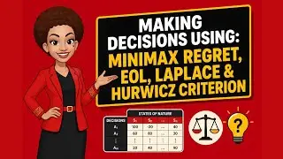 Making decisions using Minimax Regret, EOL, Laplace & Hurwicz