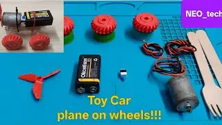 DIY RECHARGEABLE Air Propulsion Car: Wooden Spoon to plane! (DC Motor 3D Printed Wheels)Car 🚗 🛞 🔋 ✅ 