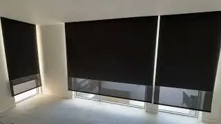 Dual Lutron Sheer & Blackout Shades in Custom Built Pockets