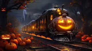 Haunted Halloween Train Ambience 👻 Spooky Halloween Music 🎃 Relaxing Rain Sounds, Thunder Sounds