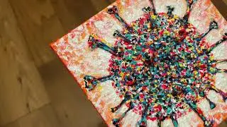Close up of texture on Evolution 2020 (Coronavirus) Acrylic on canvas