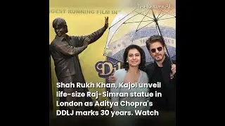 Shah Rukh Khan, Kajol unveil life-size Raj-Simran statue in London as Aditya Chopra's... | #Shorts