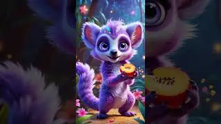 Meet the Cutest Lemur-Like Creature Eating a Magical Fruit! 🐾🍇💜 #animals #animalshorts #aianimals