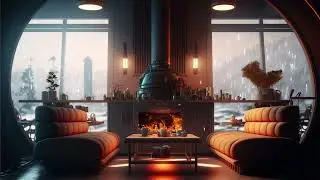 A Futuristic Fireplace Retreat: An Ambient Sofa Experience in 4K HD