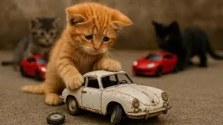 Ginger&rsquo;s old toy car breaks 😢, but Mama Cat surprises her with a brand new Lightning McQueen! 🎁✨