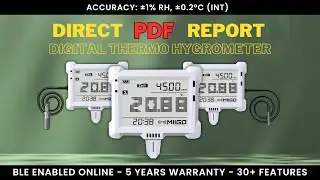 Bluetooth Digital Thermo Hygrometer - PDF Report - A: &plusmn; 1% RH, &plusmn; 0.2 &deg;C - Audible + Visual Alarm