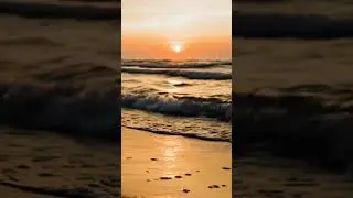 Ocean Tide Sunset 🌅 Gentle Waves, Foamy Shoreline, Calming Ambience #oceanwaves  #sunsetbeach