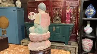 Rustic Wood Sitting Gautama Amitabha Shakyamuni Buddha Statue ws2737
