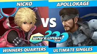 Wavedash 2022 Winners Quarters - ApolloKage (Snake) Vs. Nicko (Shulk) SSBU Ultimate Tournament