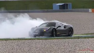 Crazy Powersliding Ferrari 488 GTB SPINS OUT on Track !