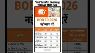 BOB Fixed Deposit Interest Rates 2026। #bankofbaroda #investing #rateofinterest #fdrates