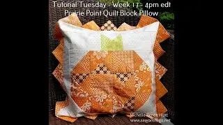 Tutorial Tuesday - Week 17 with Michelle Prairie Point Binding on Pumpkin Pillow 1