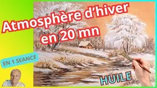 [HUILE] 🎨 Paysage HIVER et la NEIGE - Atmosph&egrave;re s&eacute;pia _ &Eacute;tapes cl&eacute;s