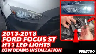 Установка светодиодных фар ближнего света H11 на Ford Focus ST 2013-2018 годов выпуска.