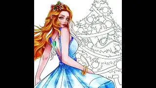 (Fan Art) Paint Color - Princess Cinderella She Decorate A Christmas Tree Herself (Christmas)