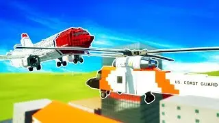 BOEING 737 PLANE CRASHES INTO HELICOPTER OVER BRICKSVILLE - Brick Rigs Workshop Creations Gameplay