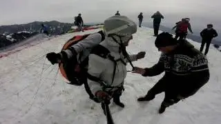 Paragliding Fom Bir Billing During SnowFall