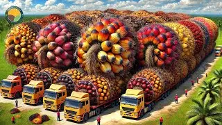 How to Harvest Tons of Oil Palm Fruit Using Machines: Palm Oil Processing | Farming Documentary