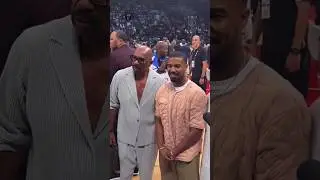 Steve Harvey Meets Michael B. Jordan At Basketball Game #steveharvey #michaelbjordan
