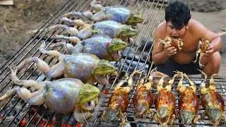 Cooking Frogs BBQ eating So yummy give yourself warm - Roasted Frog BBQ Recipe in Jungle