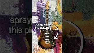 spray-painting pick-guard! 🎸🎨 #guitar #spraypaint #diy #ededdneddy #music #line6 #stratocaster