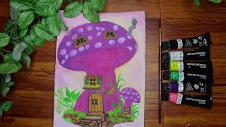Mushroom Tree house painting | Fantasy painting