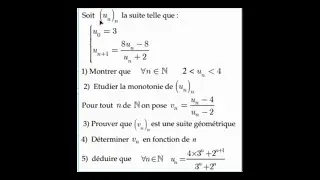 Les suites numériques : exercices 1er BAC SM et S.EXP