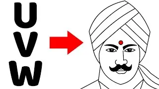 Turn UVW into Mahakavi Bharathiyar drawing easy - How to draw Bharathiyar drawing easy method