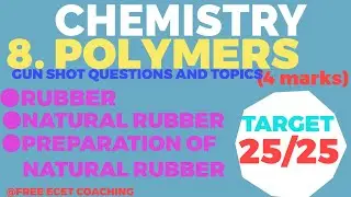 L48: Rubber|natural rubber |preparation of natural rubber|Polymers |ecet chemistry|@freeecetcoaching