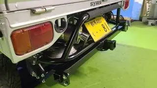 軽トラ　サンバートラックにバイクのサイレンサー装着　ヒッチメンバー装着　オフロードファクトリー　軽トラ牧場