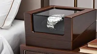 Embers Luxry Single Watch Winder Battery Wooden Shaker Watch Box Automatic Winder Glass Storage Case