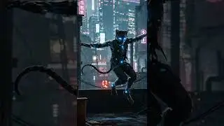 Cyberpunk Cat Jumps Into Chaos  #cyberpunkcat #cat #trending #shorts