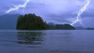 Rain Sounds on Lake with Distant Thunder | Thunderstorm & Water Sounds
