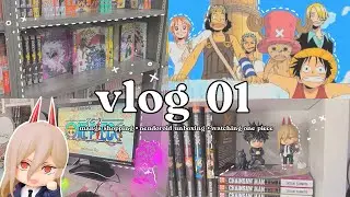 ⌗🪴 vlog 01 - chill days, manga shopping, nendoroid unboxing & watching one piece