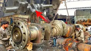 Unbelievable Road Roller Gearbox Shaft Repair | Broken Bearing & Shaft Rebuild Process